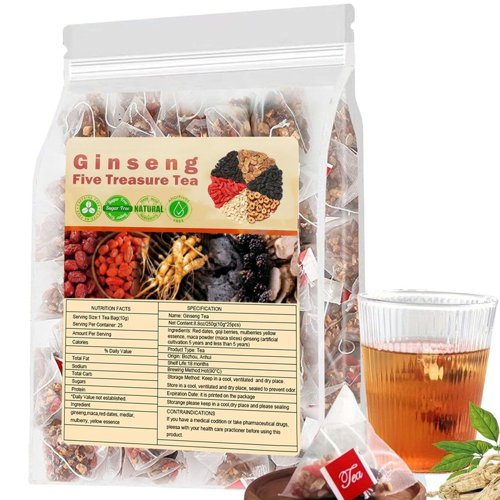 Ginseng Five Treasures Tea Kid - Herbal Wellness Blend review and price